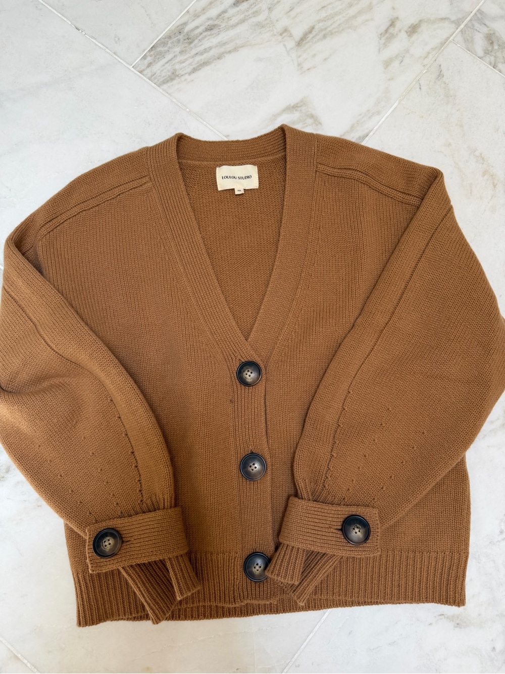 Loulou Studio Brown Knit Button Cardigan